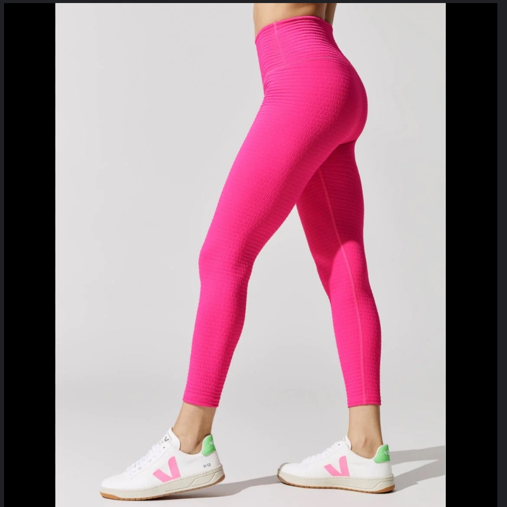 NWT Carbon38 Jacquard High Rise 7/8 Legging Fluorescent Pink Womens Small